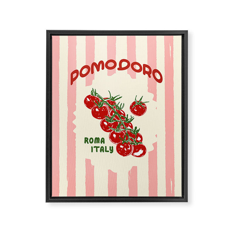Pomodoro Tomatoes Retro Pink Stripes Framed Canvas Print Gallery Image 8