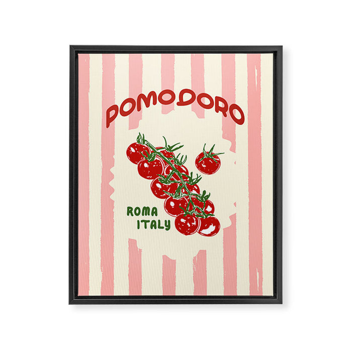 Pomodoro Tomatoes Retro Pink Stripes Framed Canvas Print Gallery Image 1