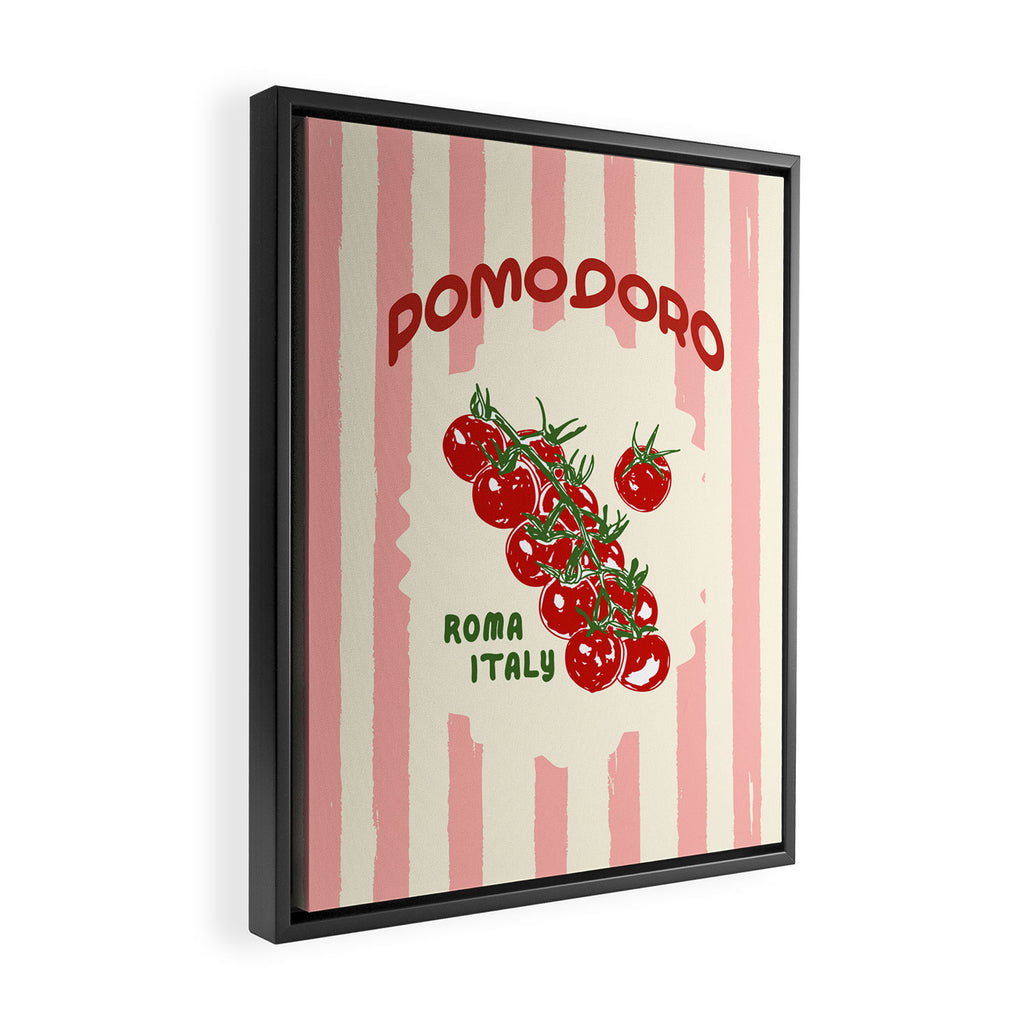 Pomodoro Tomatoes Retro Pink Stripes Framed Canvas Print Gallery Image 2