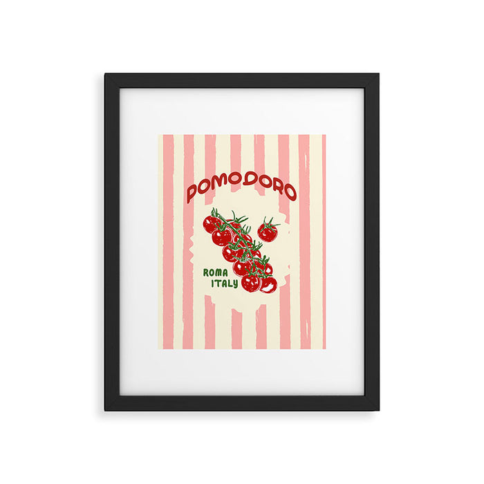 Pomodoro Tomatoes Retro Pink Stripes Framed Art Print Gallery Image 1