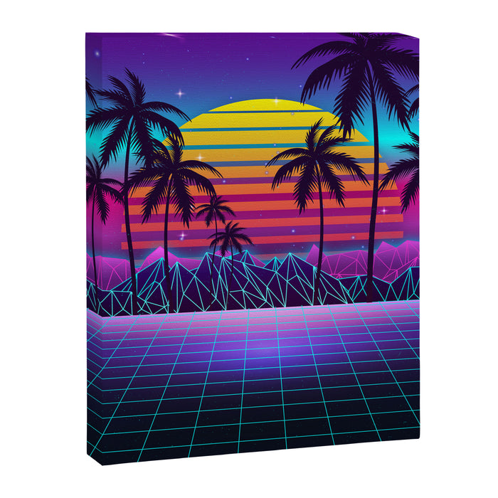 Radiant Sunset Synthwave Canvas Print Gallery Image 1