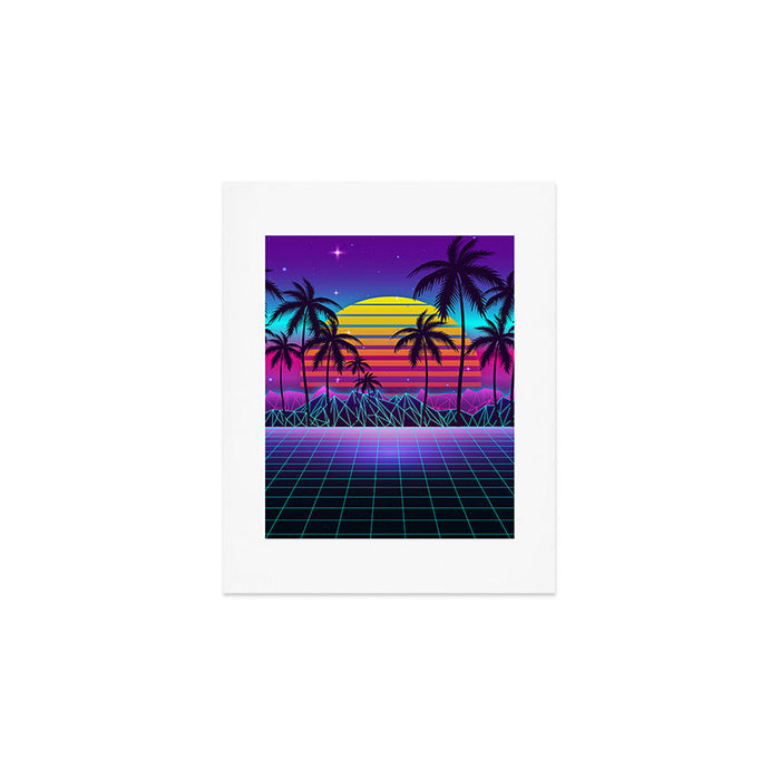 Radiant Sunset Synthwave Art Print Gallery Image 1