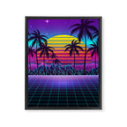Radiant Sunset Synthwave Framed Canvas Print Gallery Image 8