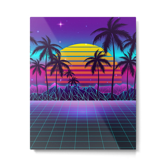 Radiant Sunset Synthwave Metal Print Gallery Image 1
