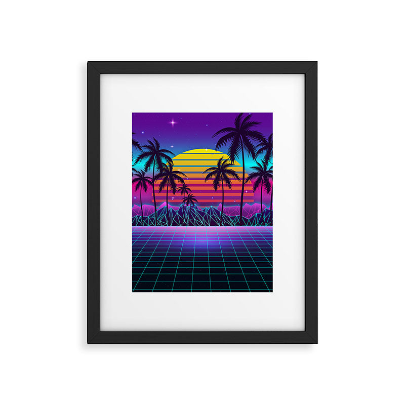 Radiant Sunset Synthwave Framed Art Print Gallery Image 6