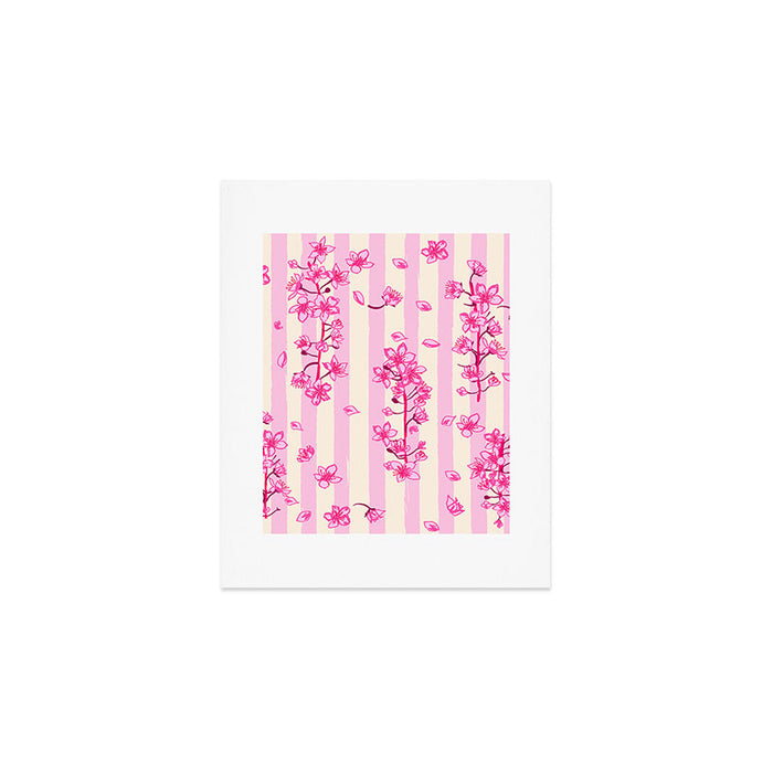 Retro Pink Cherry Blossoms Art Print Gallery Image 1