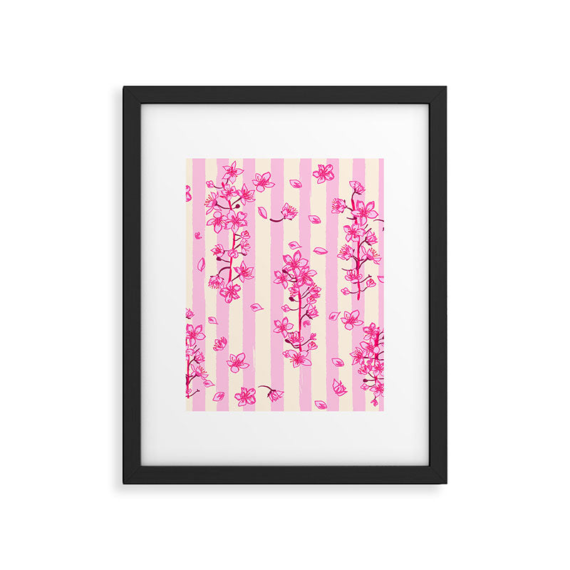 Retro Pink Cherry Blossoms Framed Art Print Gallery Image 6