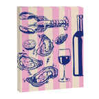 Seafood and Wine - Retro Pink Stripes Illustration Canvas Print Gallery Image 8