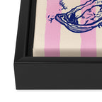 Seafood and Wine - Retro Pink Stripes Illustration Framed Canvas Print Gallery Image 3