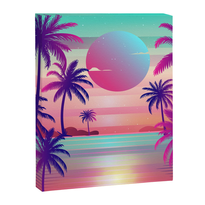 Sunset Palm Trees Vaporwave Aesthetic Canvas Print Gallery Image 1