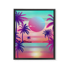 Sunset Palm Trees Vaporwave Aesthetic Framed Canvas Print Gallery Image 8