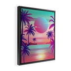 Sunset Palm Trees Vaporwave Aesthetic Framed Canvas Print Gallery Image 2