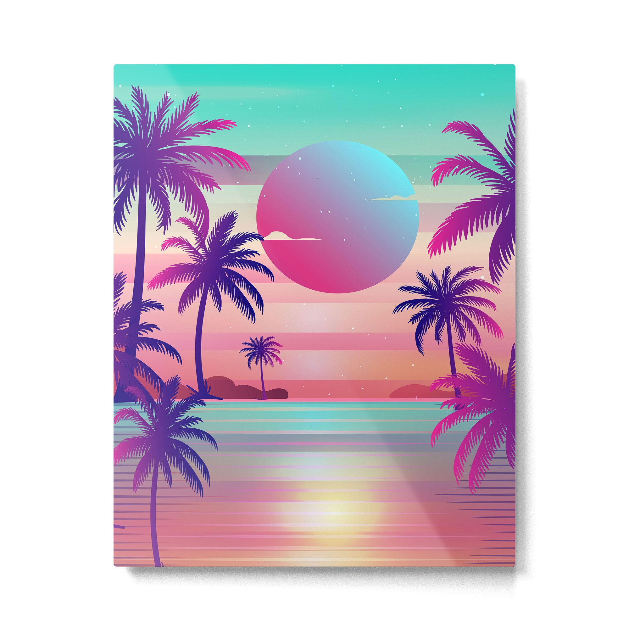Sunset Palm Trees Vaporwave Aesthetic Metal Print Gallery Image 6