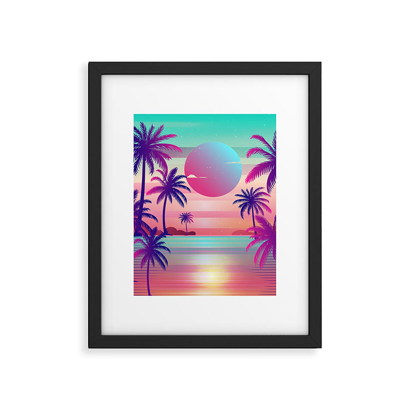 Sunset Palm Trees Vaporwave Aesthetic Framed Art Print Gallery Image 6