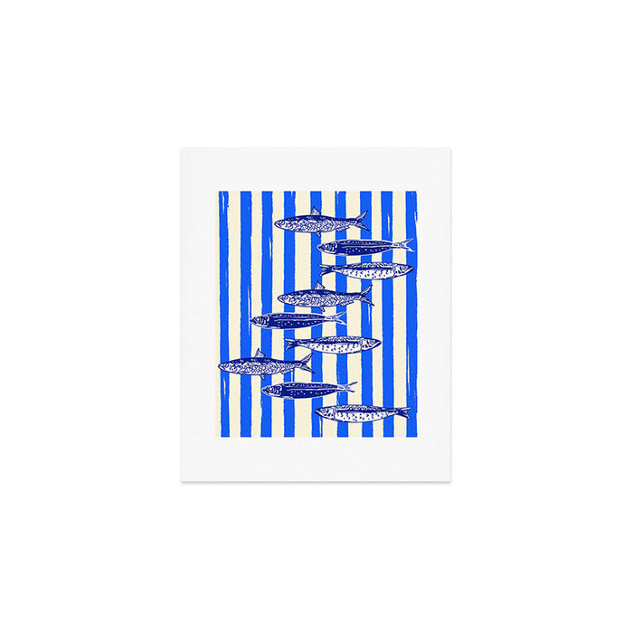 Swimming Sardines - Blue Striped Coastal Art Art Print Gallery Image 1