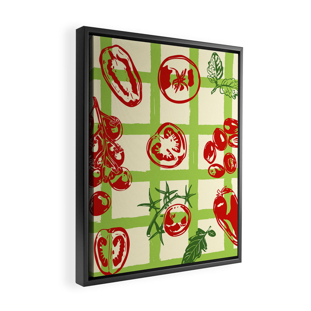 Tomato Garden Picnic Pattern Illustration Framed Canvas Print Gallery Image 2