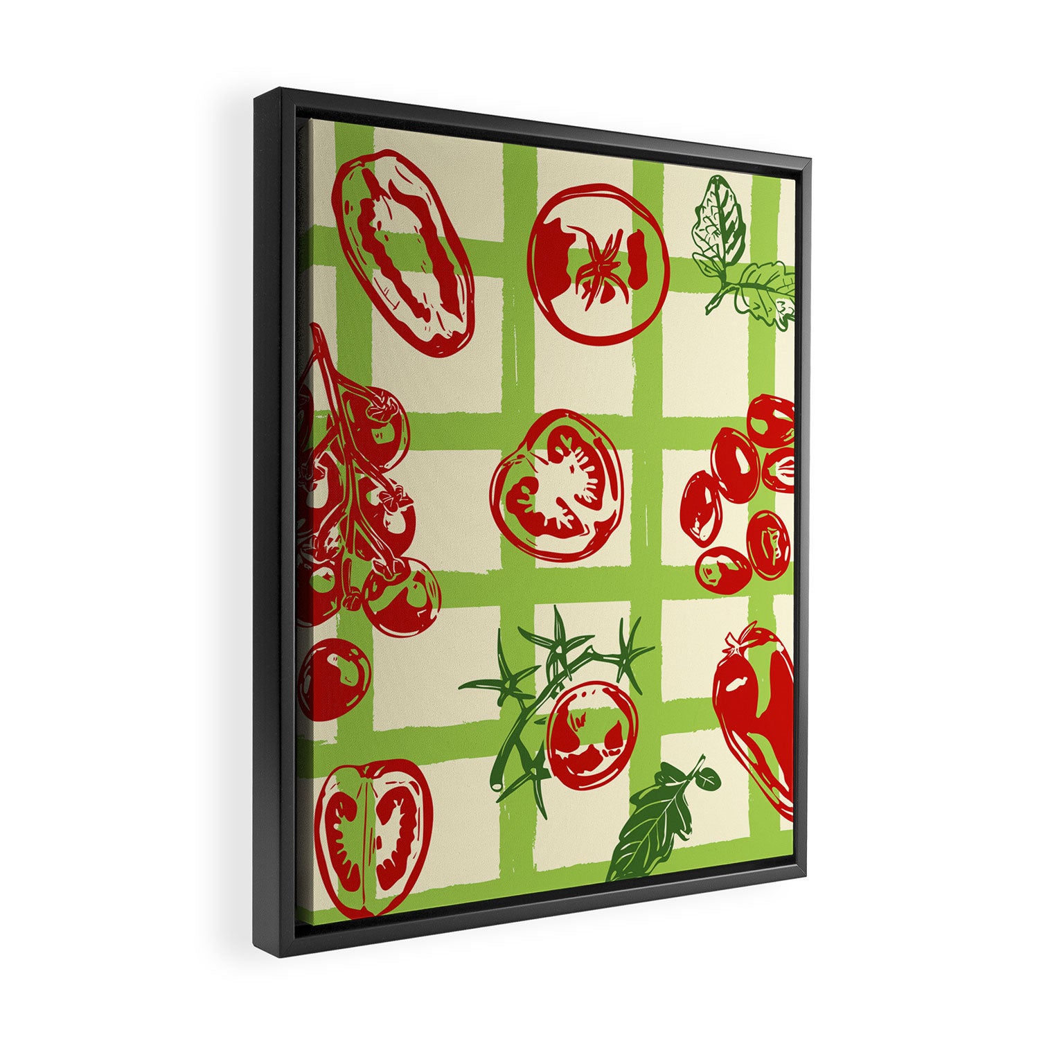 Tomato Garden Picnic Pattern Illustration Framed Canvas Print Gallery Image 2