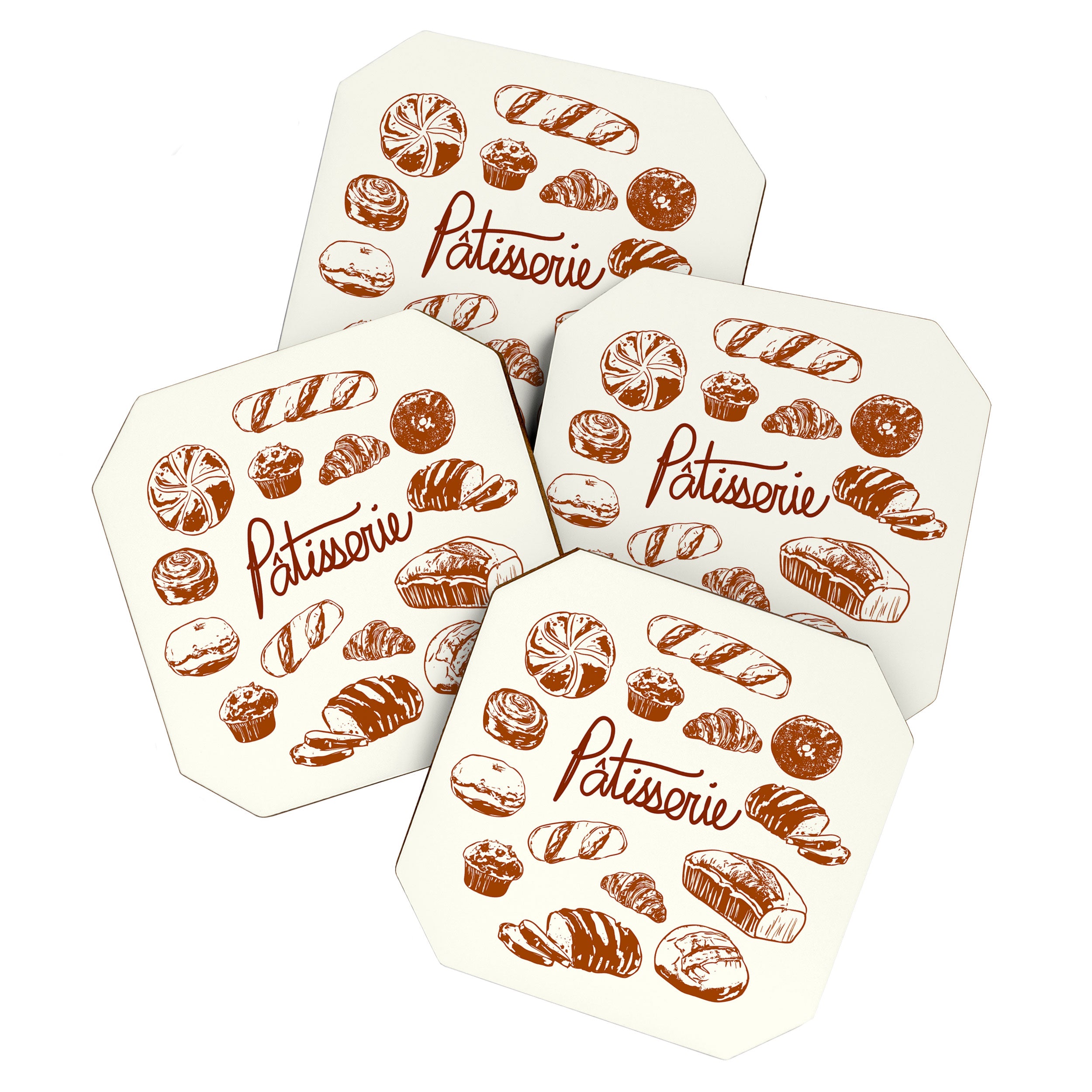 Vintage French Patisserie Bread Bakery Illustration Coaster Gallery Image 1