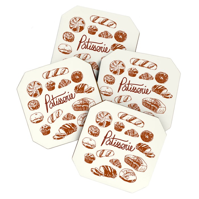 Vintage French Patisserie Bread Bakery Illustration Coaster Gallery Image 1