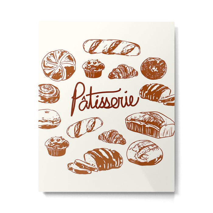 Vintage French Patisserie Bread Bakery Illustration Metal Print Gallery Image 1