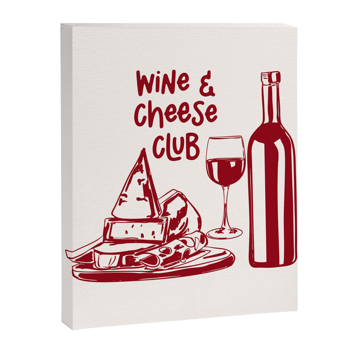 Wine  and  Cheese Club Doodle Illustration Canvas Print Gallery Image 1