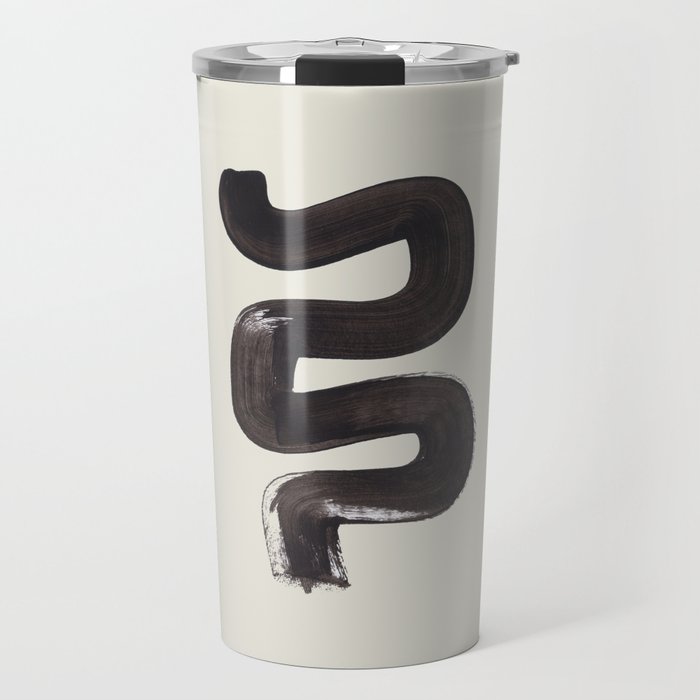 black & white minimalist abstract shapes patterns black ink painting Travel Mug Gallery Image 1