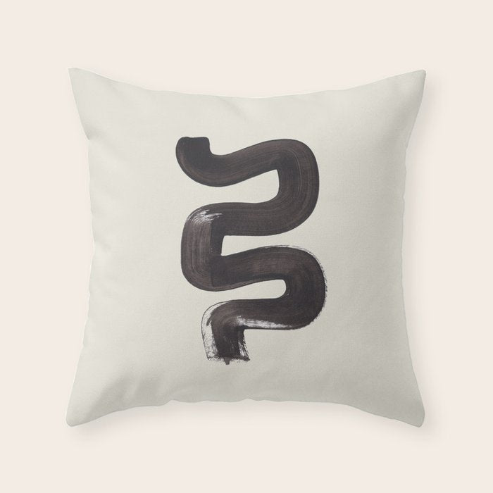 black & white minimalist abstract shapes patterns black ink painting Throw Pillow Gallery Image 6