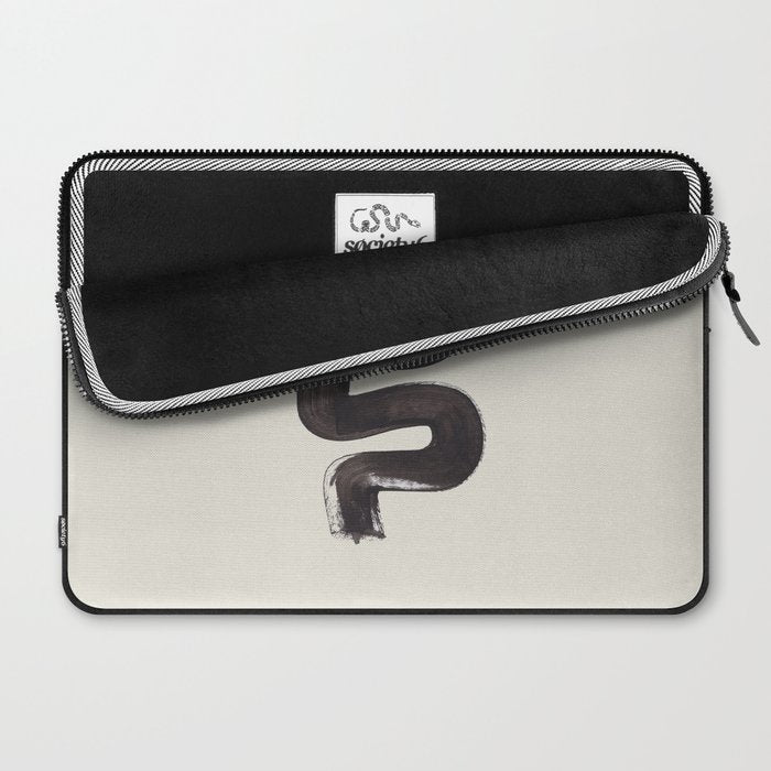 black & white minimalist abstract shapes patterns black ink painting Laptop Sleeve Gallery Image 2