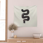 black & white minimalist abstract shapes patterns black ink painting Wall Tapestry Gallery Image 2
