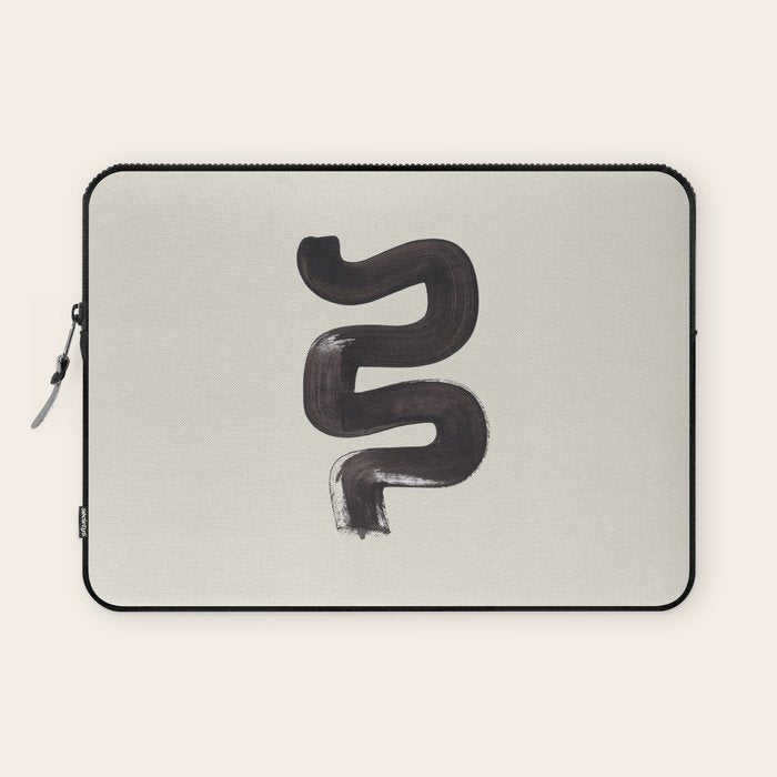 black & white minimalist abstract shapes patterns black ink painting Laptop Sleeve Gallery Image 1