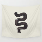 black & white minimalist abstract shapes patterns black ink painting Wall Tapestry Gallery Image 4