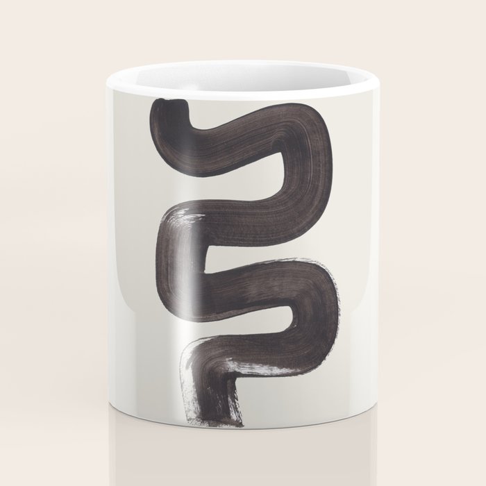black & white minimalist abstract shapes patterns black ink painting Coffee Mug Gallery Image 4