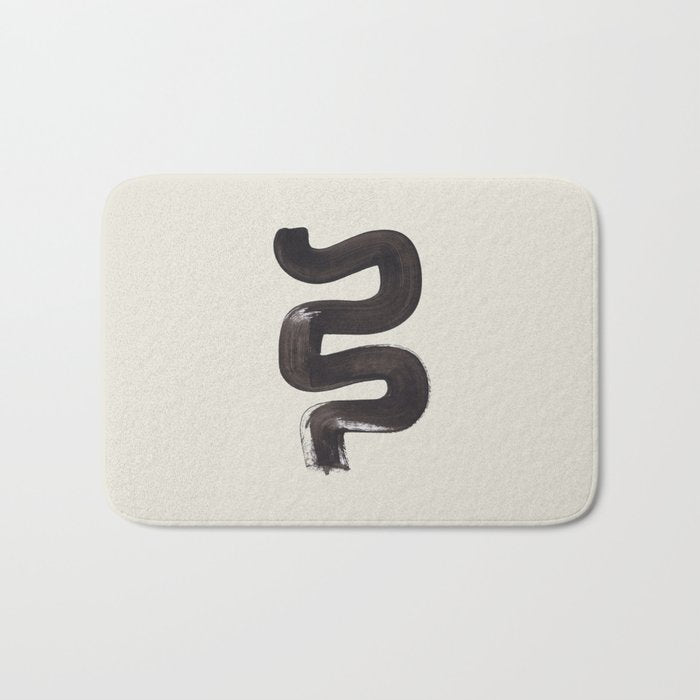 black & white minimalist abstract shapes patterns black ink painting Bath Mat Gallery Image 1