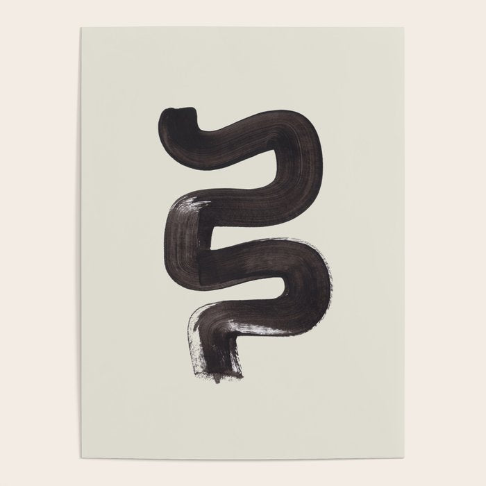black & white minimalist abstract shapes patterns black ink painting Poster Gallery Image 4