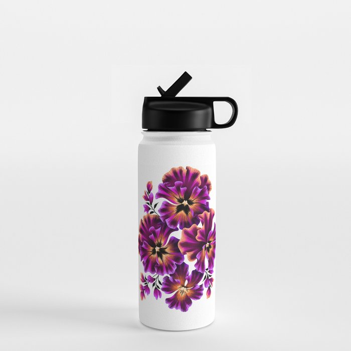 Pansies Floral - Peach and Purple Water Bottle Gallery Image 1