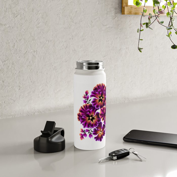 Pansies Floral - Peach and Purple Water Bottle Gallery Image 4