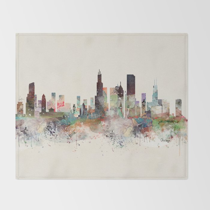 chicago illinois skyline Throw Blanket Gallery Image 2