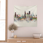 chicago illinois skyline Wall Tapestry Gallery Image 2