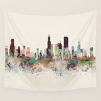 chicago illinois skyline Wall Tapestry Gallery Image 4