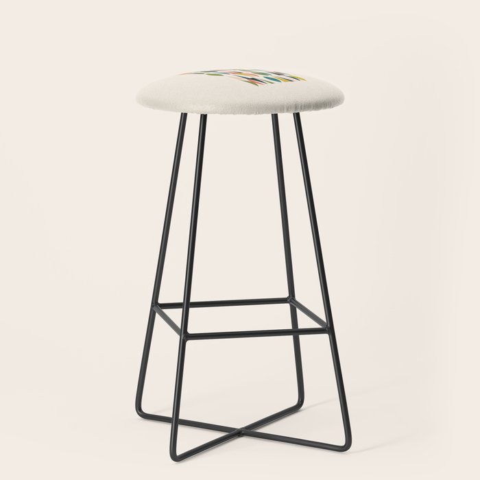 Mid Century Modern Abstract Colorful Shapes Funky Cool Minimalist Pattern Stool Gallery Image 1
