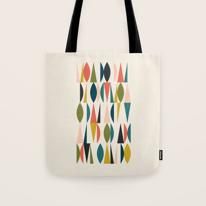 Mid Century Modern Abstract Colorful Shapes Funky Cool Minimalist Pattern Tote Bag Gallery Image 1