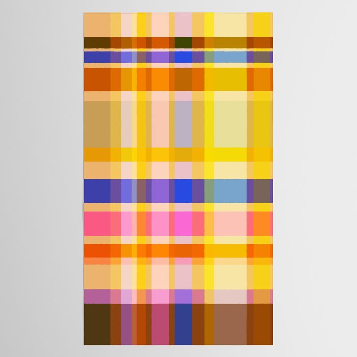Colorful Retro Plaid Abstract Pattern - Yellow Tablecloth Gallery Image 2