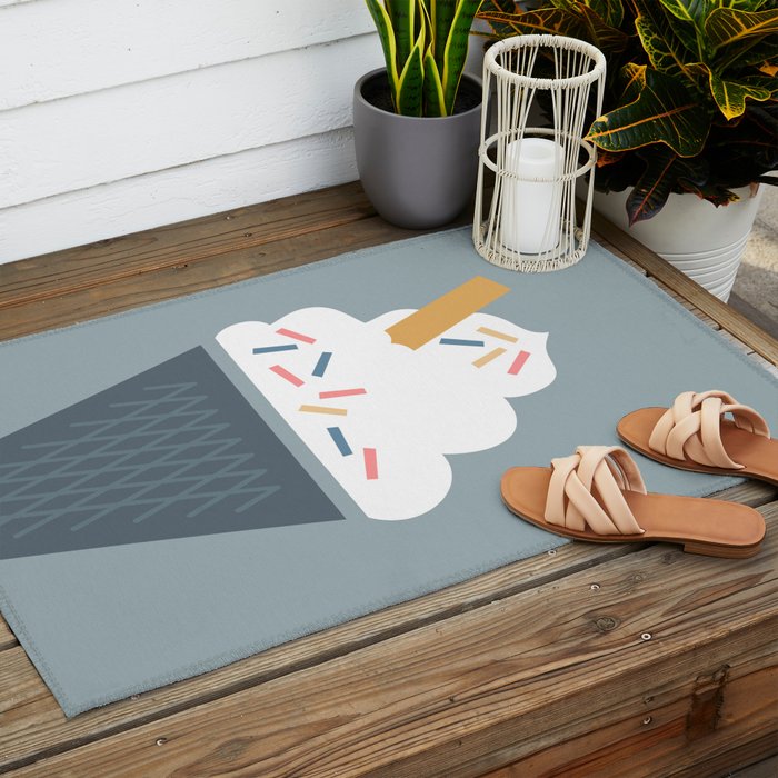 Ice Cream (Blue) Outdoor Rug Gallery Image 2