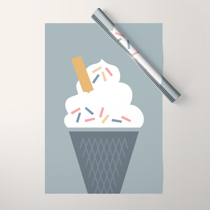 Ice Cream (Blue) Wrapping Paper Gallery Image 1
