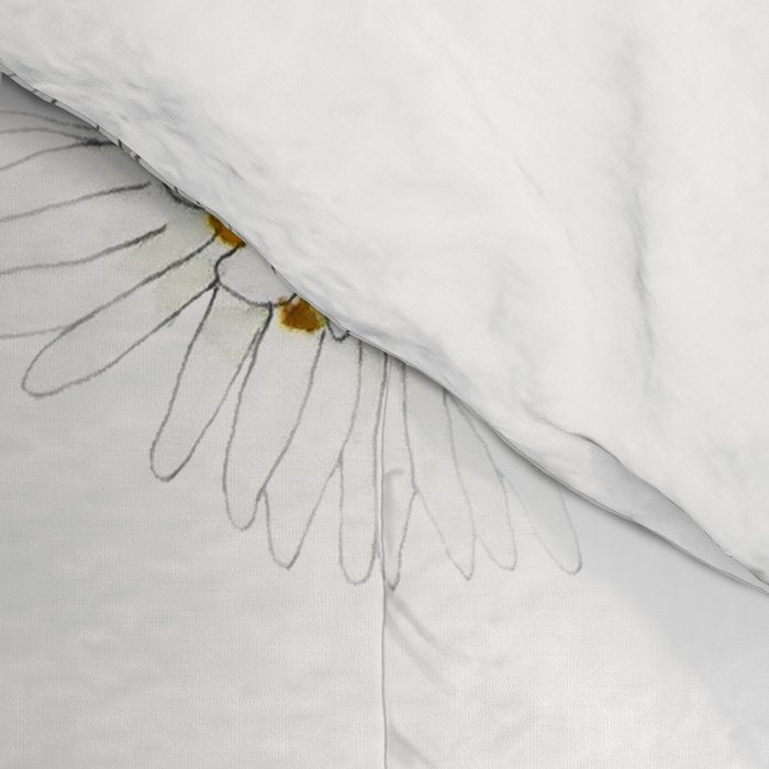 white Margaret daisy watercolor Comforter Gallery Image 4
