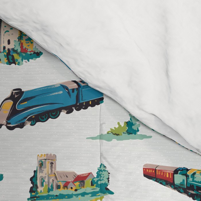 Busy Locomotives - Retro Children's Train Print Comforter Gallery Image 4