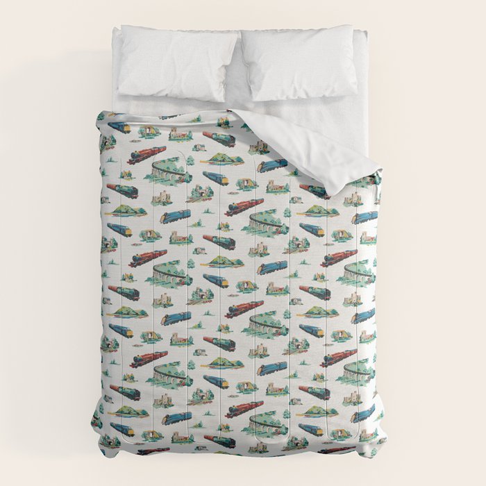 Busy Locomotives - Retro Children's Train Print Comforter Gallery Image 1