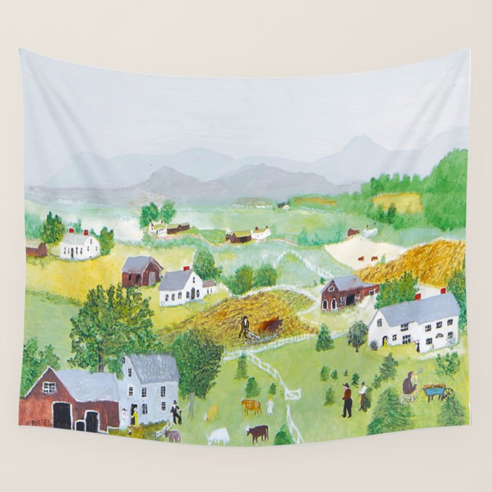 Anna Mary Robertson 'Grandma' Moses Mountains American Folk Art Wall Tapestry Gallery Image 4