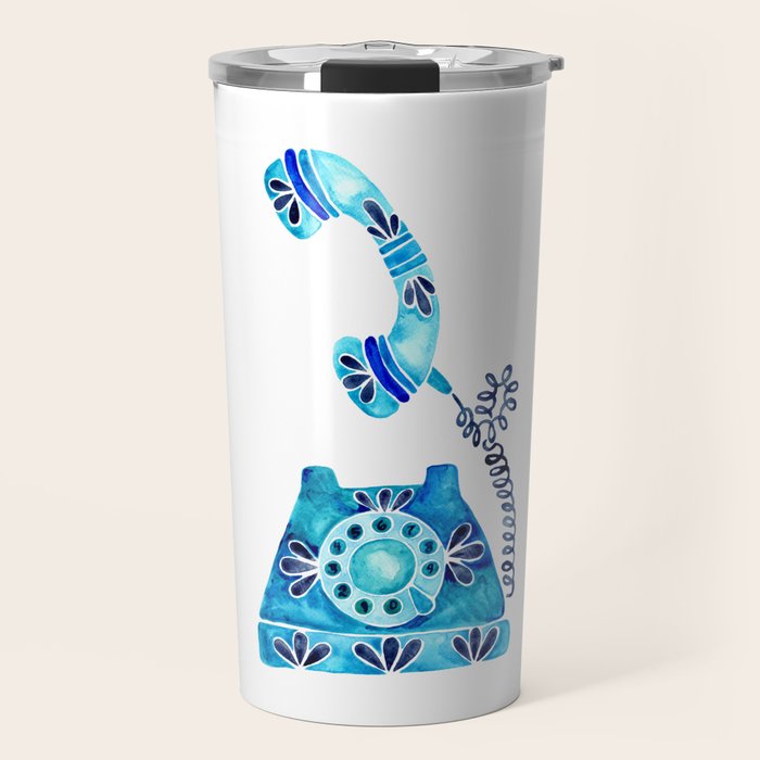 Vintage Rotary Phone - Blue Raspberry Travel Mug Gallery Image 1