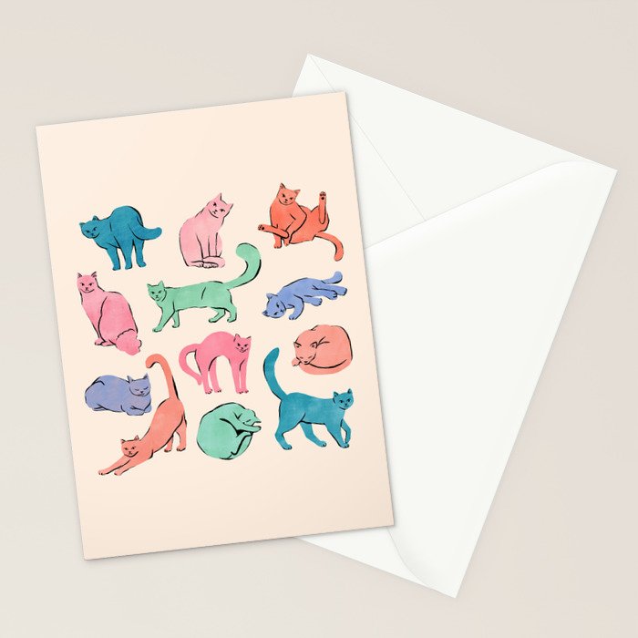 Pastel Cats Stationery Card Gallery Image 2